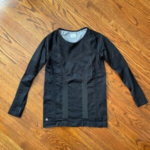 Athleta Black Burpee Laser Cut Athletic Top - Size Large